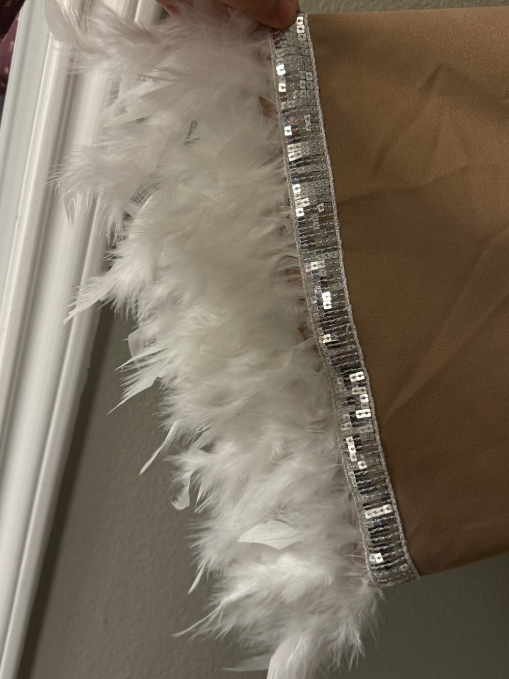 SHEIN Tan Dress with Silver Sequin Trim - Picture 3 of 6